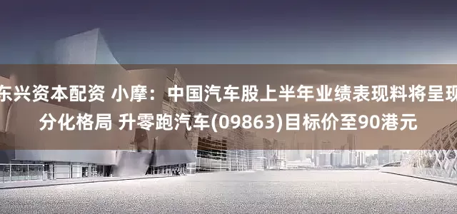 东兴资本配资 小摩：中国汽车股上半年业绩表现料将呈现分化格局 升零跑汽车(09863)目标价至90港元